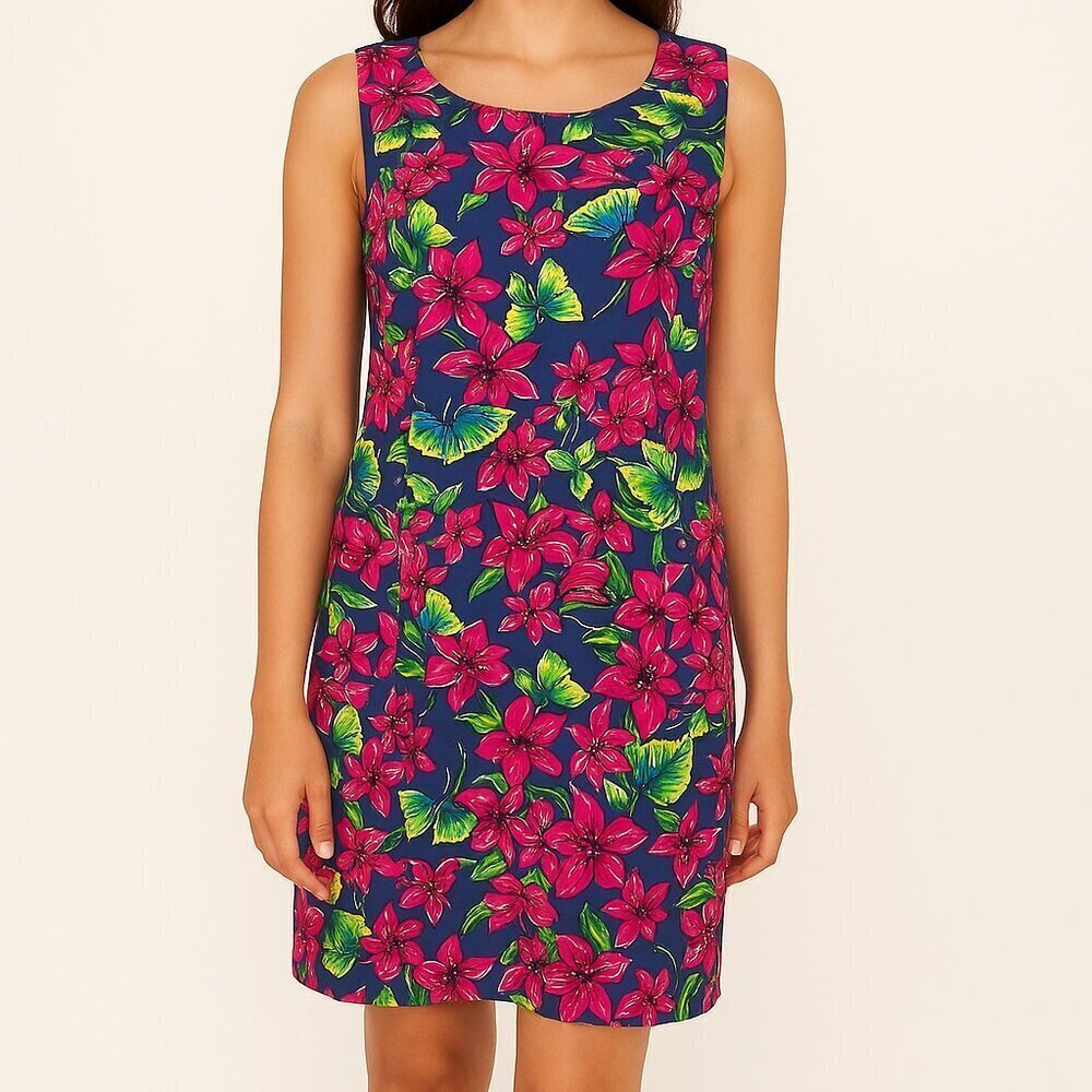Vintage Lilly Pulitzer White Tag Shirt Dress Size 12 Floral 90s